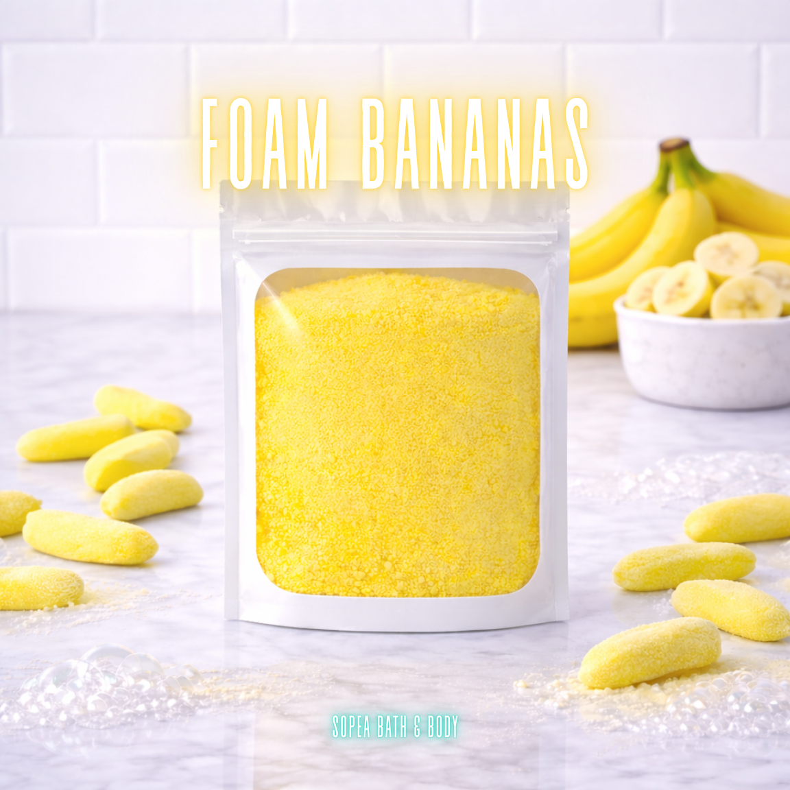Yummy Bath Dust | Foam Banana Sweeties Scented | Bath Bomb Bath Dust