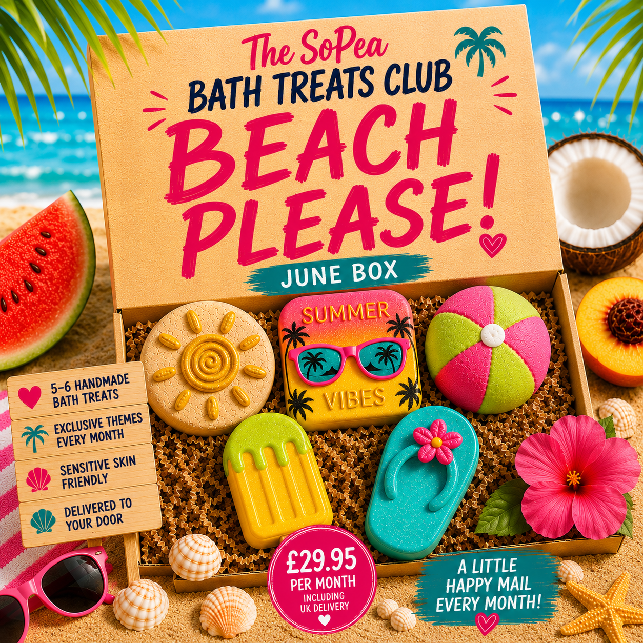 Beach Please! | June | SoPea Bath Treats Club Subscription Box