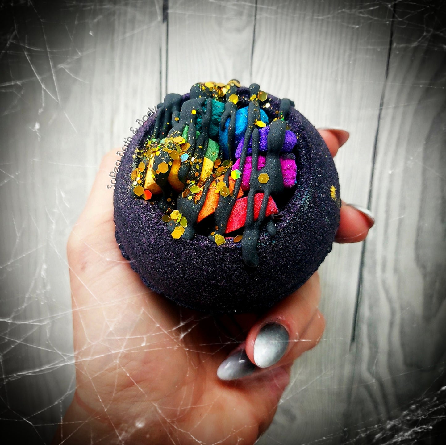 PRE ORDER. Dark Rainbow Baby Powder Foaming Bath Bomb