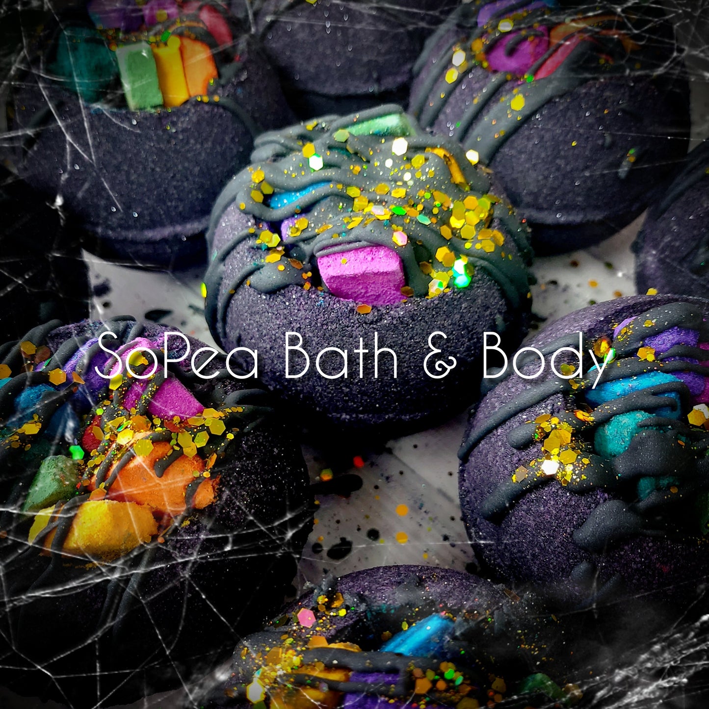 PRE ORDER. Dark Rainbow Baby Powder Foaming Bath Bomb