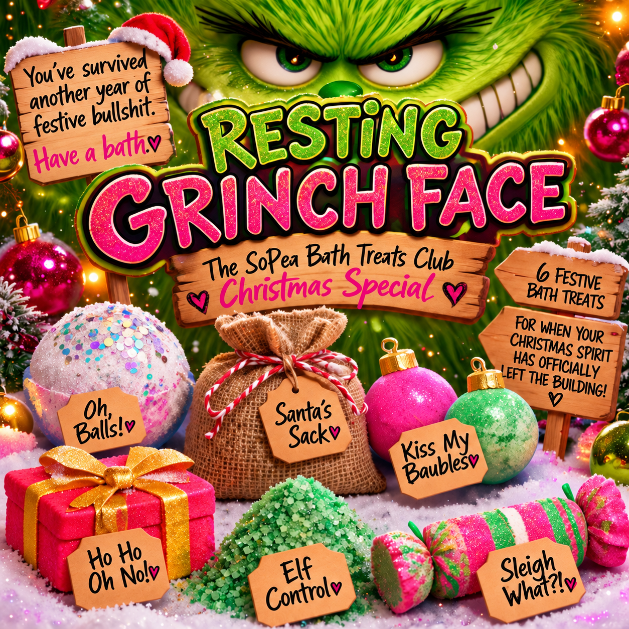 Resting Grinch Face | November Christmas Special | SoPea Bath Treats Club Subscription Box