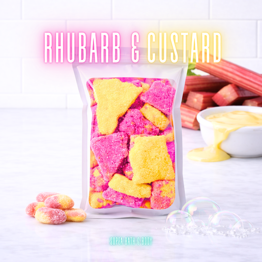 EXCLUSIVE LIMITED EDITION SoPea & Resin Jules | Rhubarb & Custard Scented | Bath Bomb Brittle
