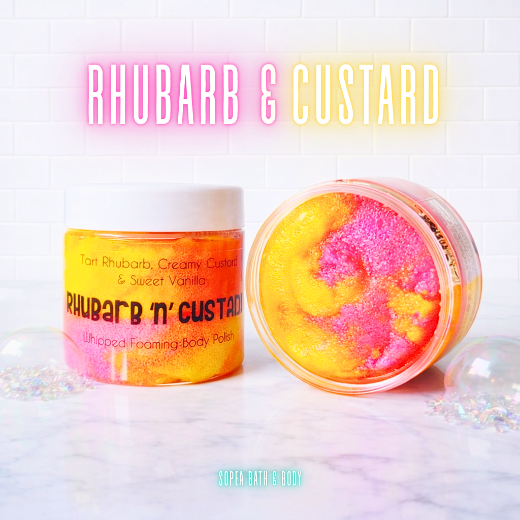 EXCLUSIVE LIMITED EDITION SoPea & Resin Jules Rhubarb & Custard | Whipped Foaming Sugar Body Polish
