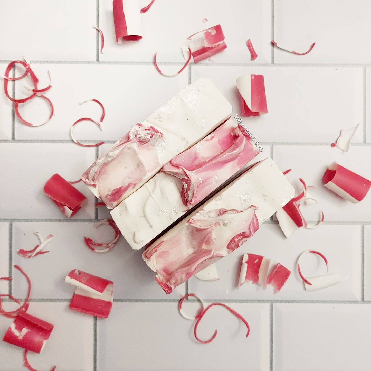 Candy Cane | Peppermint Essential Oil Scented | Artisan Bar Soap