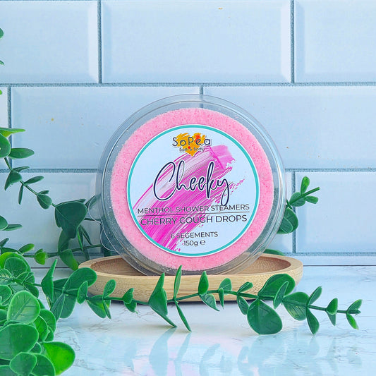 Cheeky | Cherry Cough Drops Menthol | 6 Segment Shower Steamers